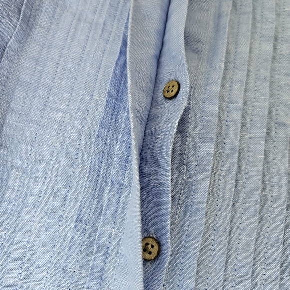 Lands End Linen Blend Shirt Dress Womens 22W Chambray Blue Belted - Picture 6 of 10